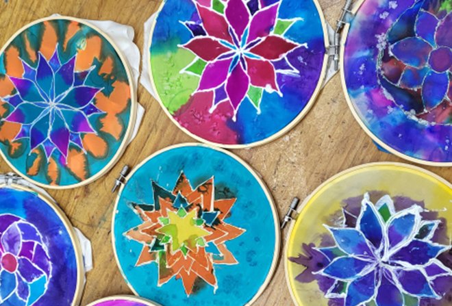 Painted Mandalas on Silk