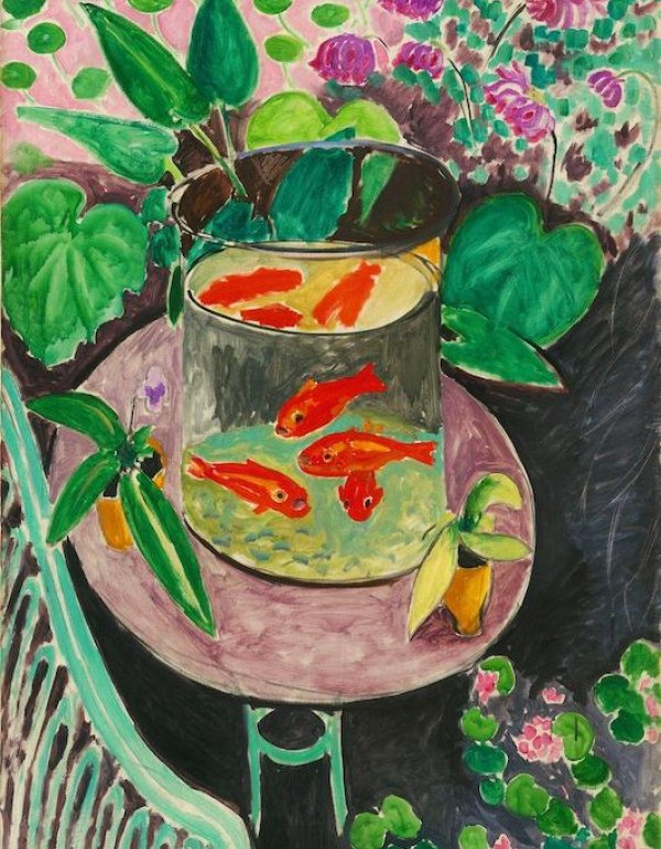 Painting of Goldfish bowl on a table