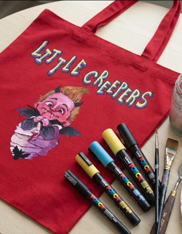 Red bag with Halloween image