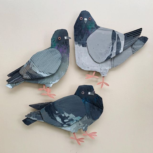 3D Cardboard Pigeons