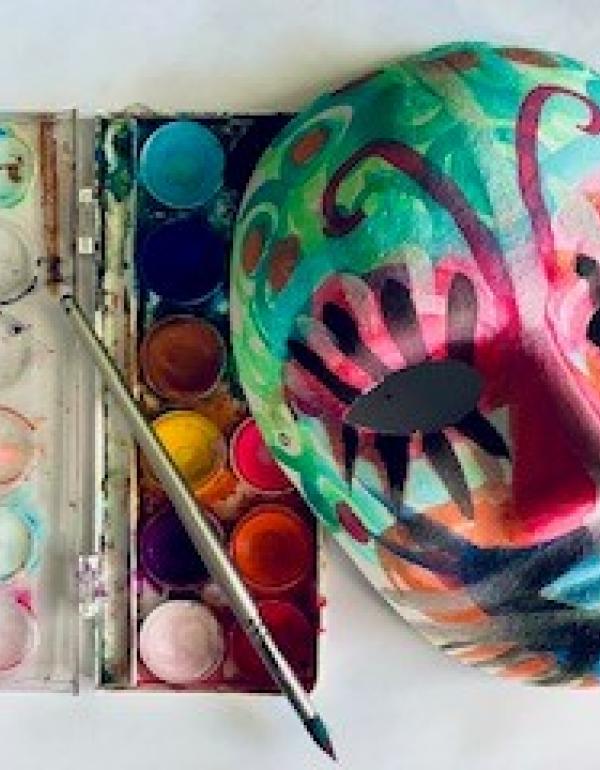 Painted mask and watercolours set