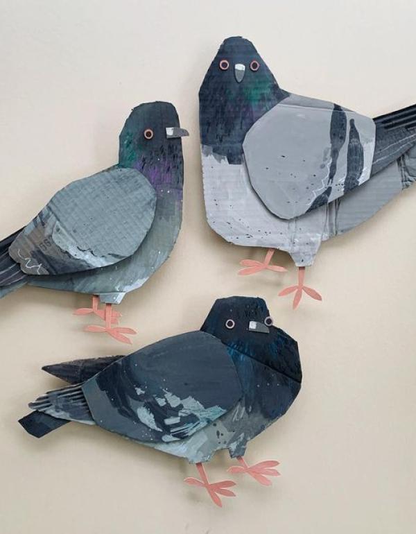 3D Cardboard Pigeons