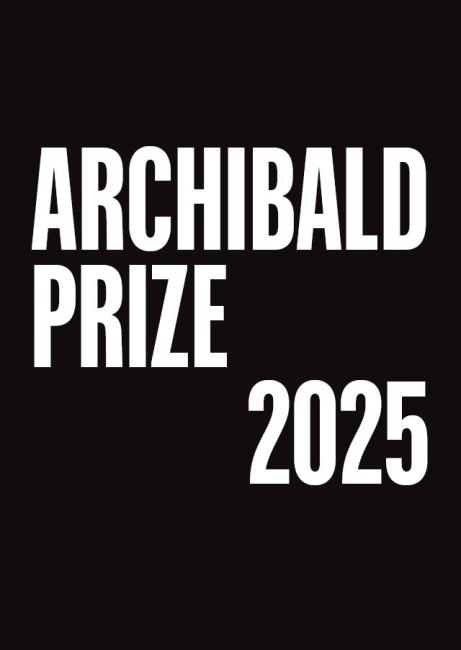 White text on a black background reading Archibald Prize 2025