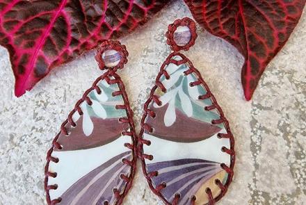 Earrings made from recycled coffee cups